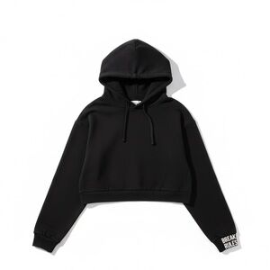 Break rules Tally Weijl Black Cropped Hoodie slogan size S